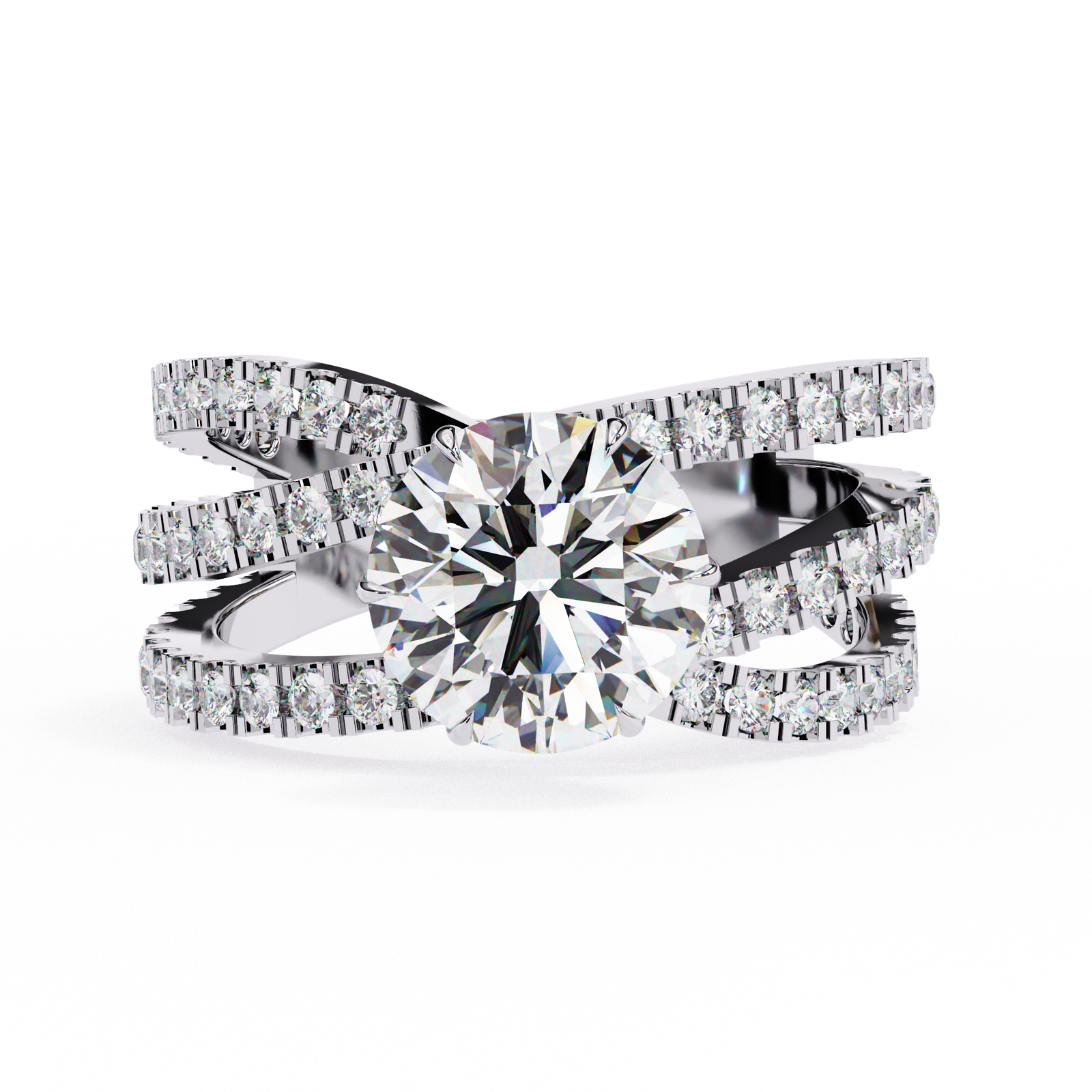 Round Brilliant Diamond Crisscross Ring